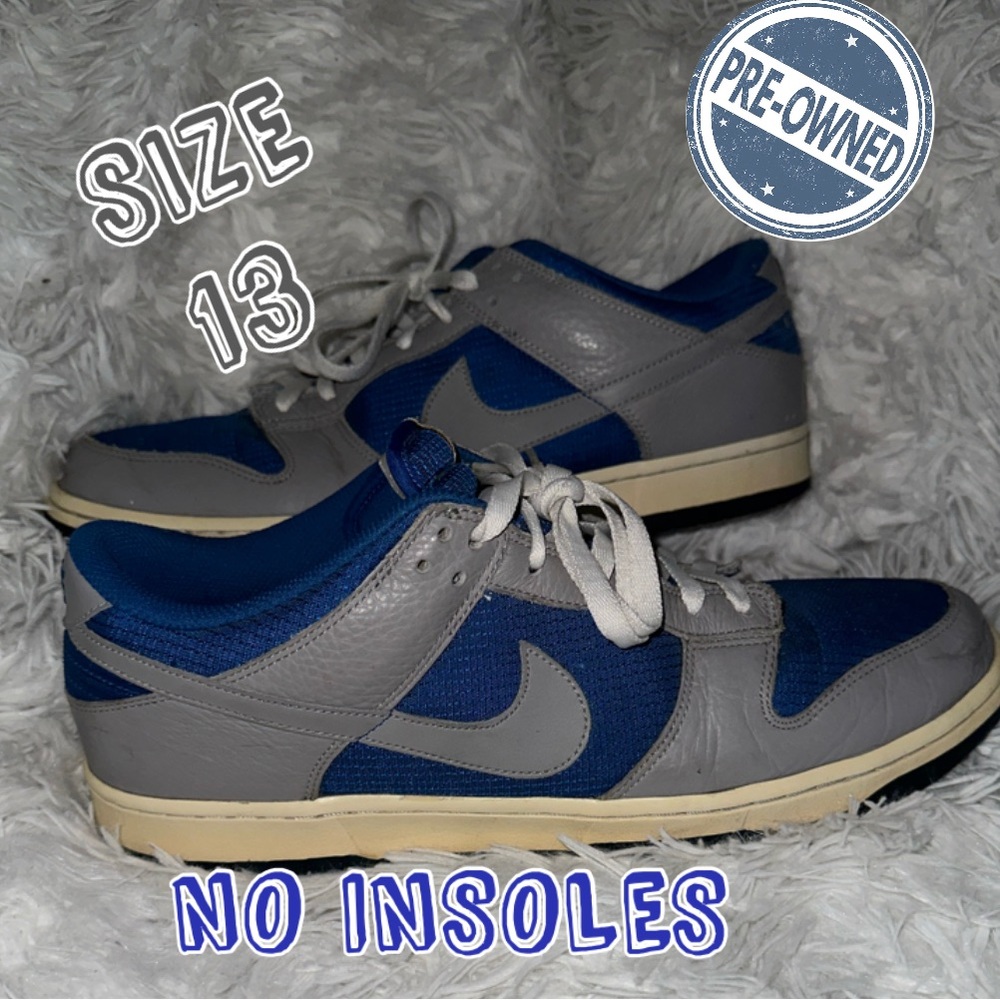 Nike Dunk Low Team Royal Blue Gray 318019-400 Men's Size 13 Detroit Lions 2010